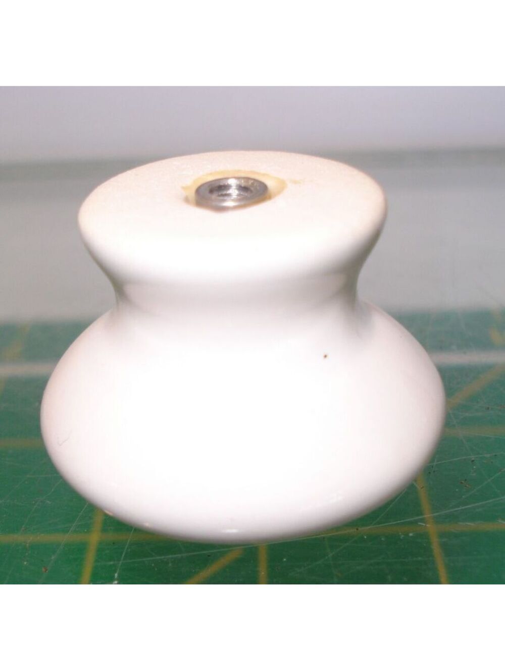 Vintage 80's Large White Solid Porcelain Mushroom Cabinet Knob Drawer Door Pull